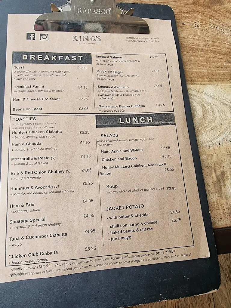 Menu_Kings Coffee House._Charlton Kings_immagine_1