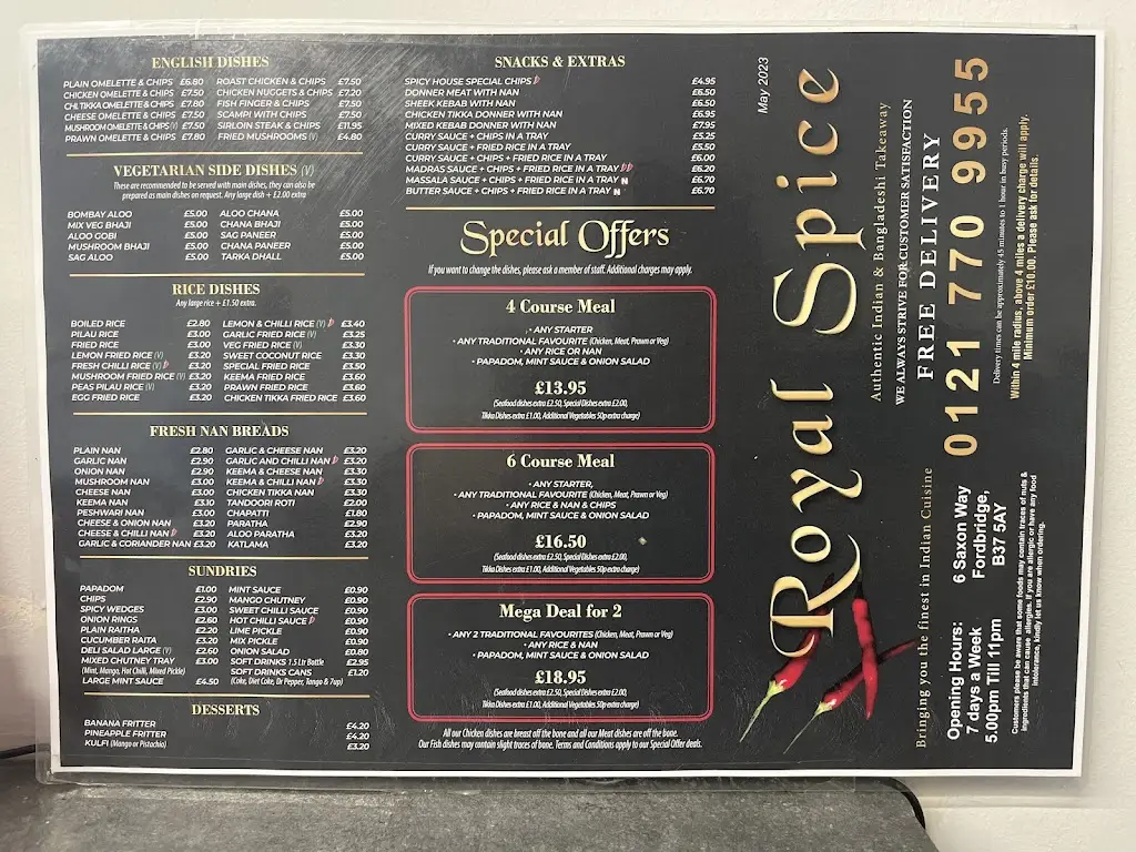 Menu_Royal Spice Chelmsley Wood_Chelmsley Wood_immagine_2