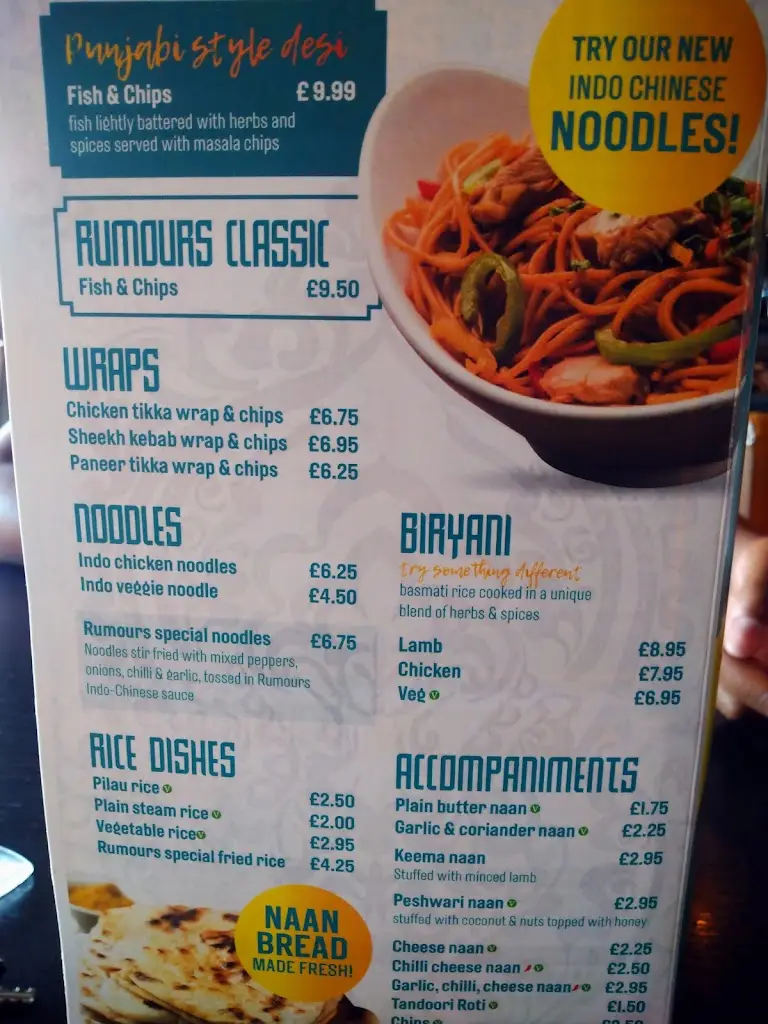 Menu_rumours bar and grill_Chelmsley Wood_imagen_1