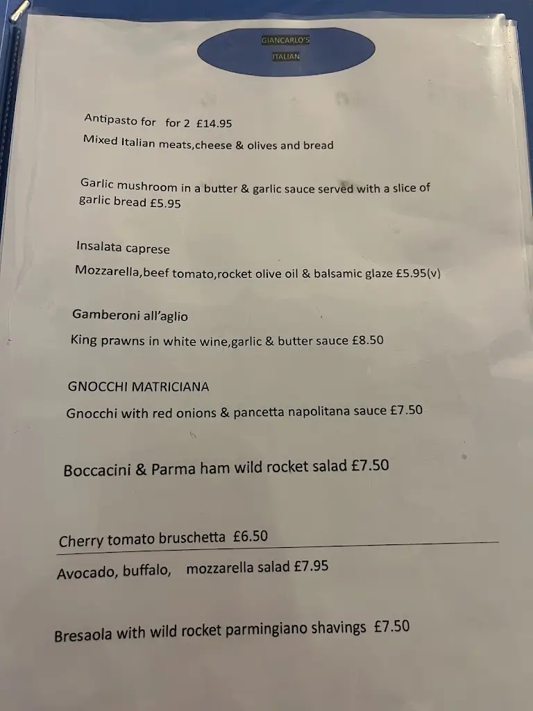 Menu_Giancarlo's Italian Restaurant_Chelmsley Wood_image_4