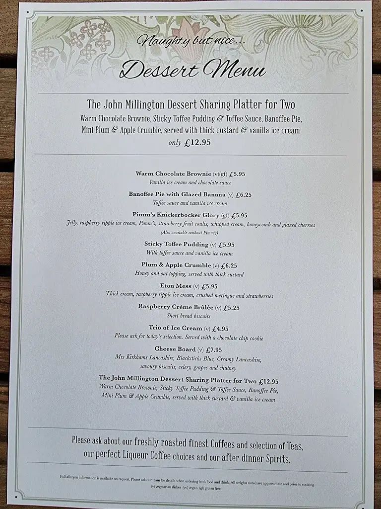 Menu_The John Millington_Cheadle Hulme_immagine_2