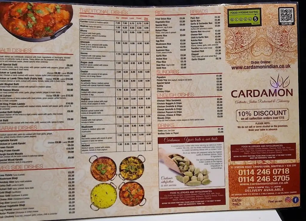 Menu_Cardamon Indian Restaurant And Takeaway_Chapeltown_immagine_2