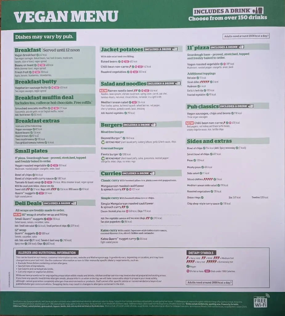 Menu_The Wagon & Horses - JD Wetherspoon_Chapeltown_image_1