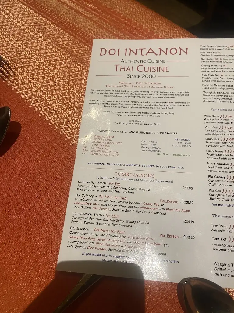 Menu_Doi Intanon, Thai Restaurant_Ambleside_image_1