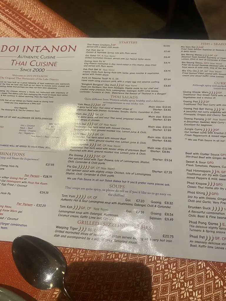 Menu_Doi Intanon, Thai Restaurant_Ambleside_image_2