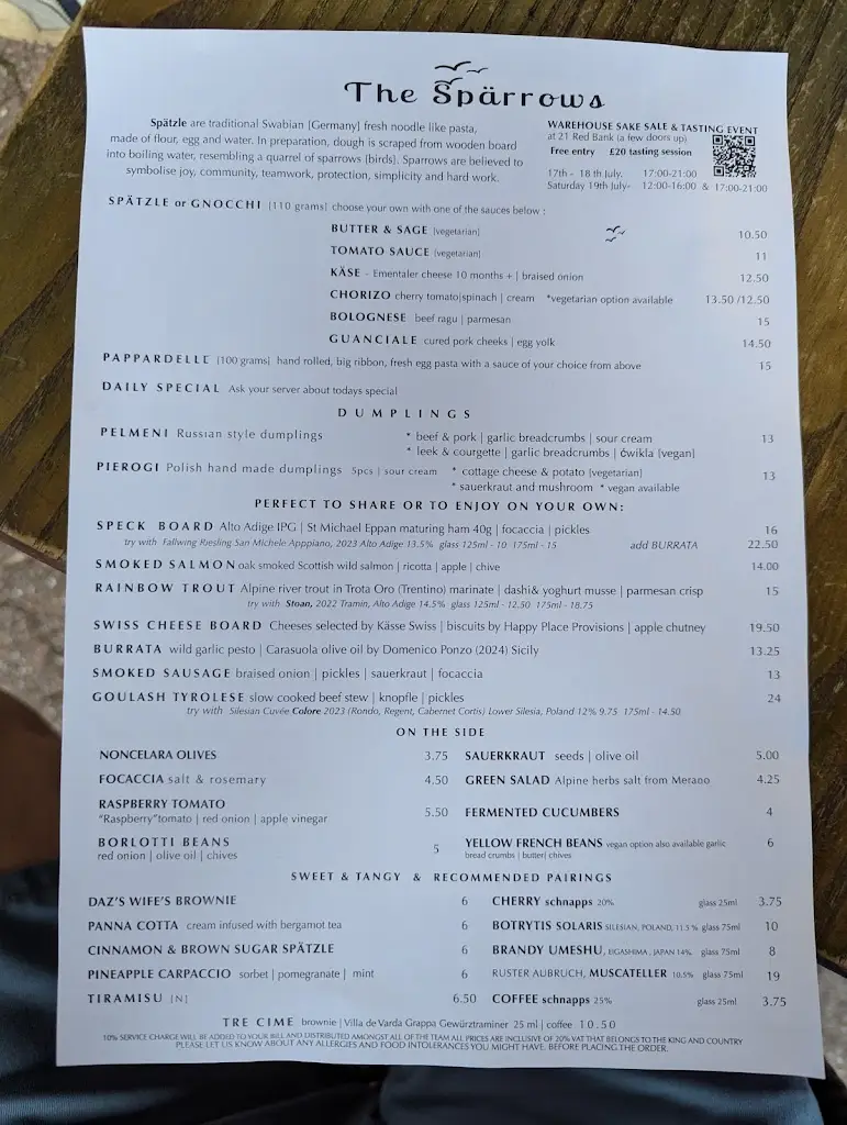 Menu_The Sparrows Continental Pasta & Spätzle_Cheetham Hill_image_3