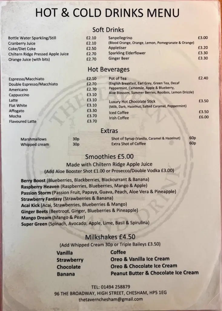 Menu_The Tavern_Chesham_image_2