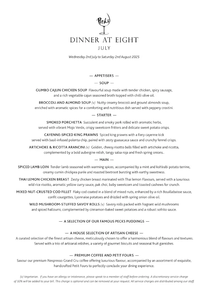 Menu_Pecks Restaurant_Cheshire East_image_1