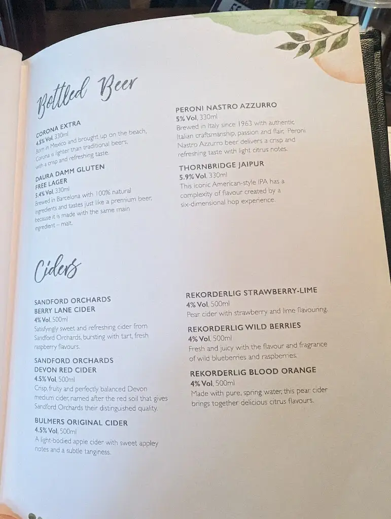 Menu_The Shy Horse_Chessington_image_1