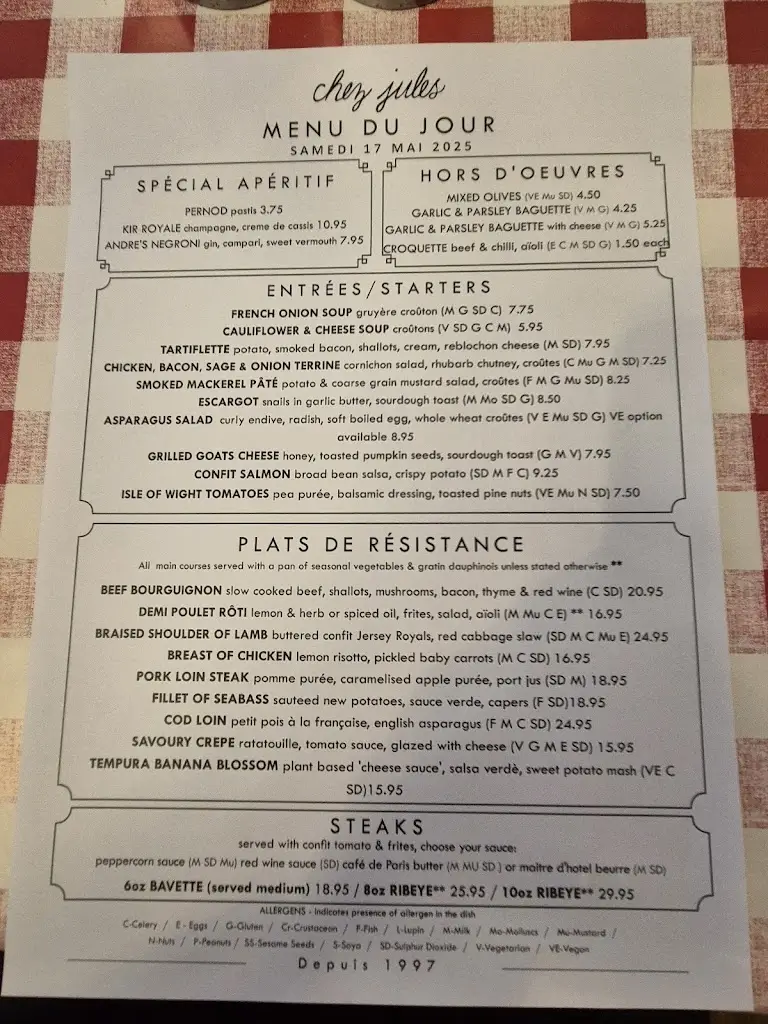 Menu_Chez Jules in Chester_Chester_image_4