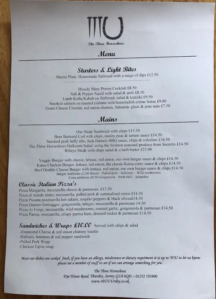 Menu_The Three Horseshoes_Chiddingfold_image_1