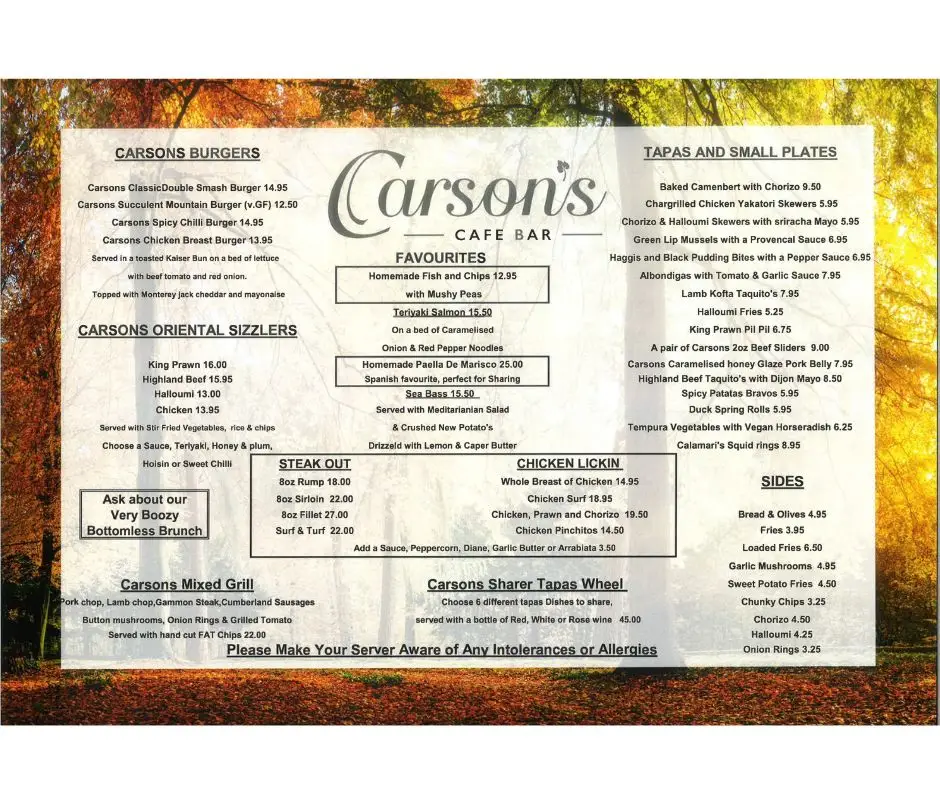 Menu_Carsons Cafe Bar_Chester-le-Street_image_1