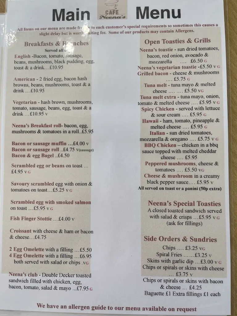 Menu_Cafe Neena's_Chester-le-Street_image_1