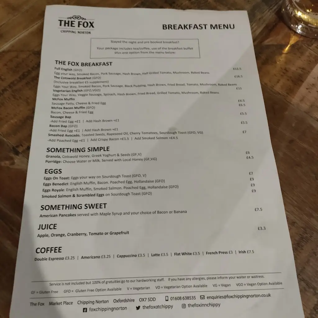 Menu_The Fox_Chipping Norton_immagine_2