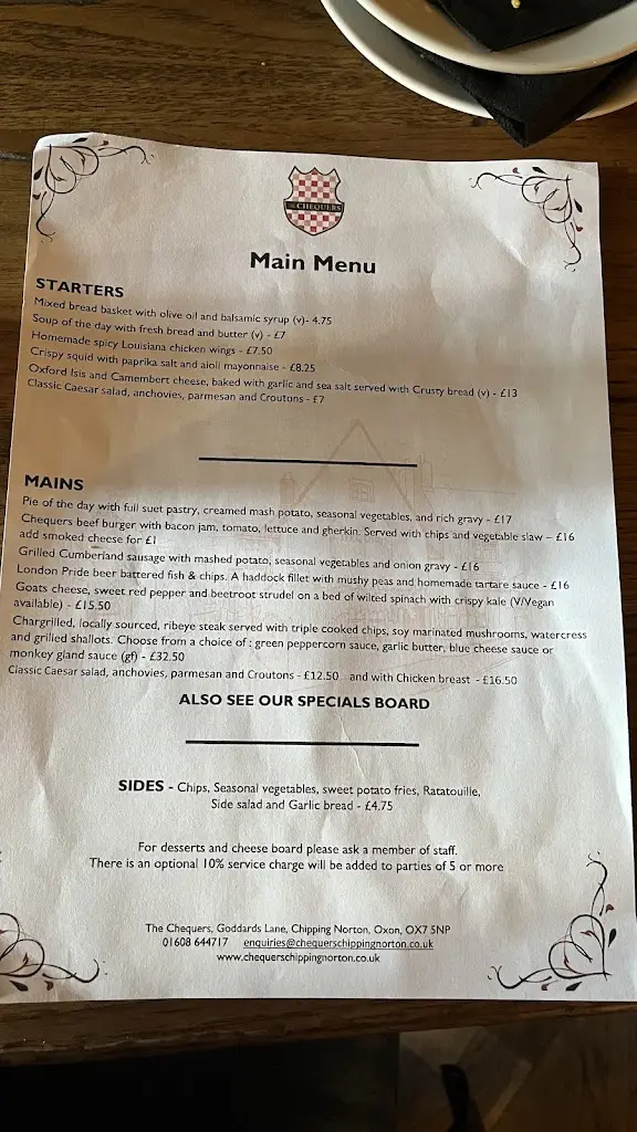 Menu_The Chequers_Chipping Norton_image_1