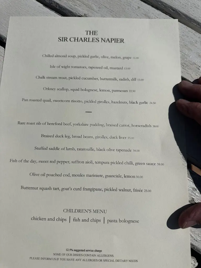 Menu_Sir Charles Napier_Chinnor_image_1