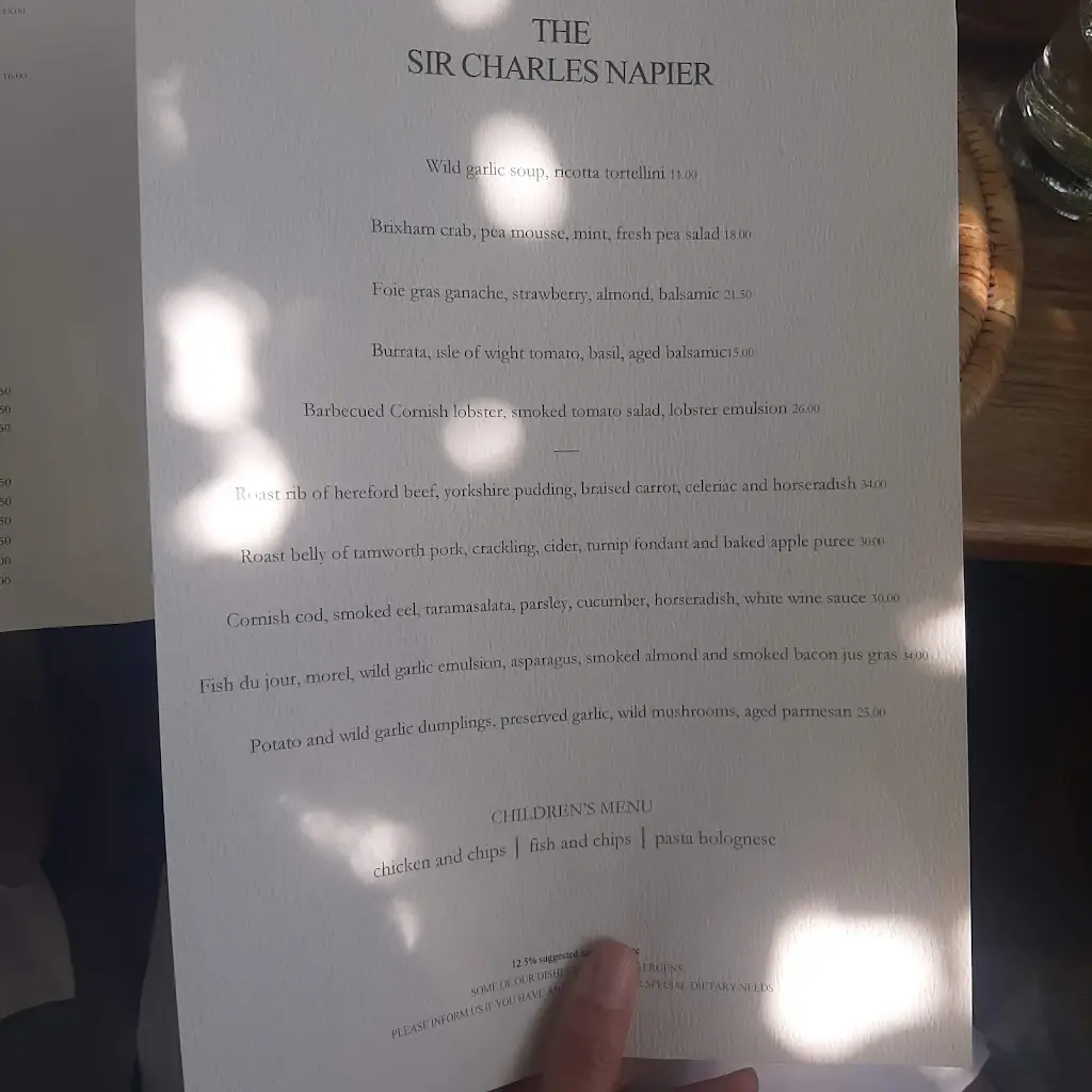 Menu_Sir Charles Napier_Chinnor_image_2