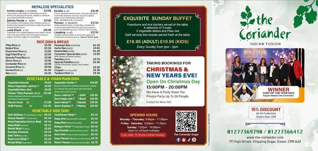 Menu_The Coriander_Chipping Ongar_immagine_1