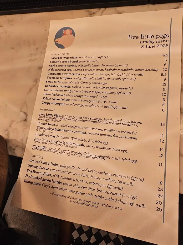 Menu_Five Little Pigs_Cholsey_imagen_1