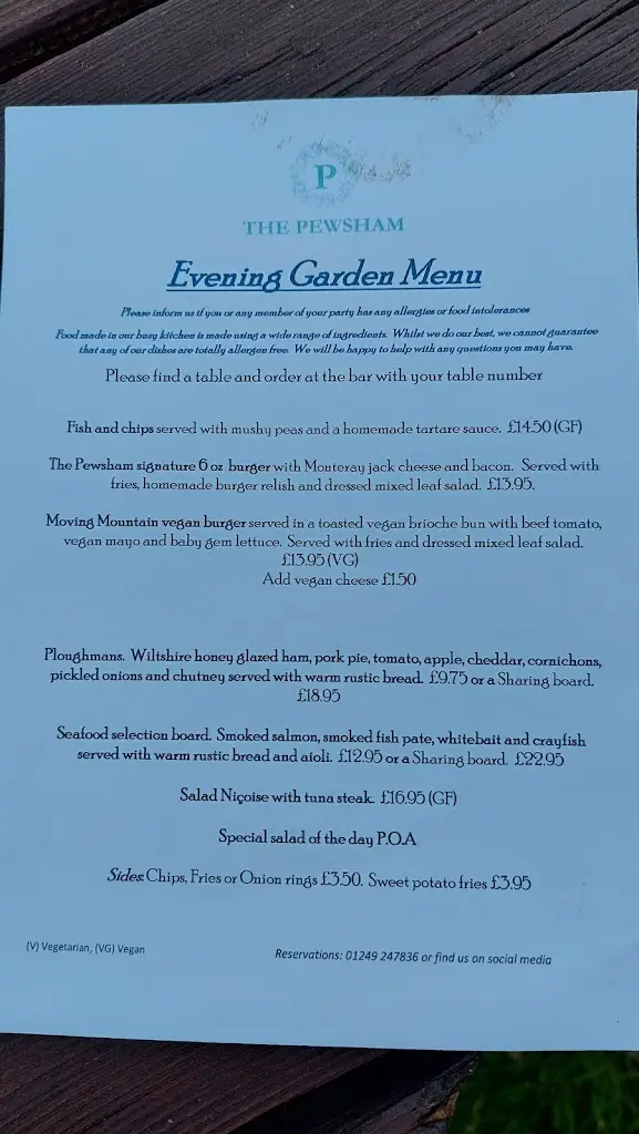 Menu_The Pewsham_Chippenham_image_1