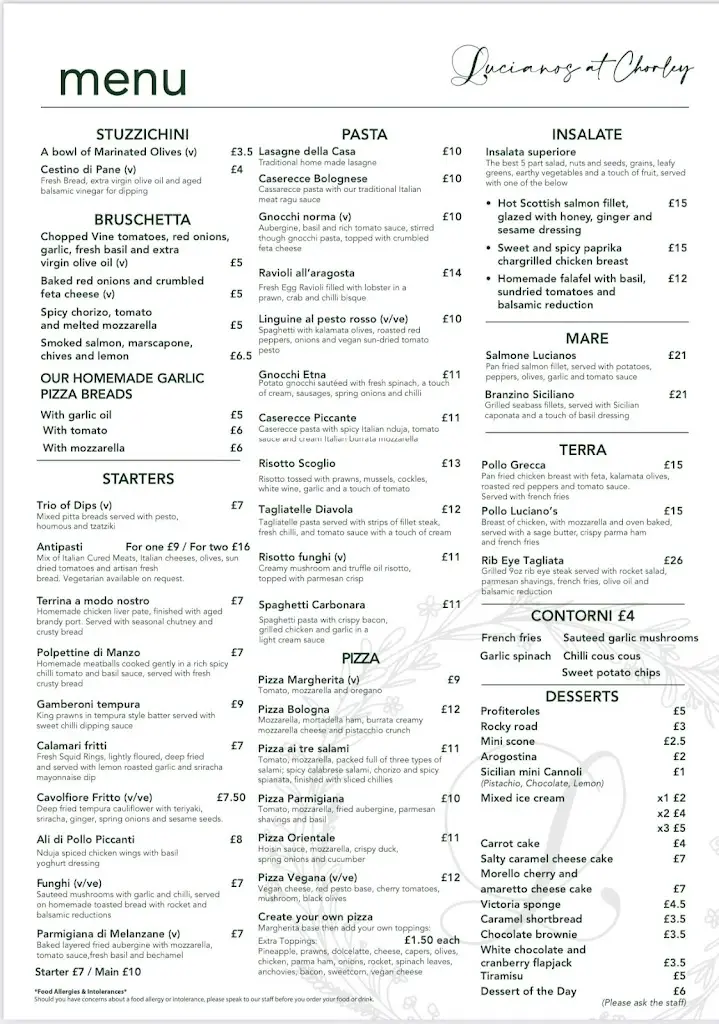 Menu_Luciano's at Chorley_Chorley_image_2