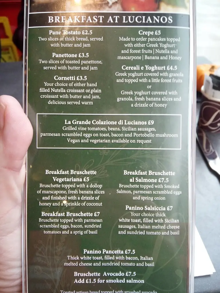Menu_Luciano's at Chorley_Chorley_image_4