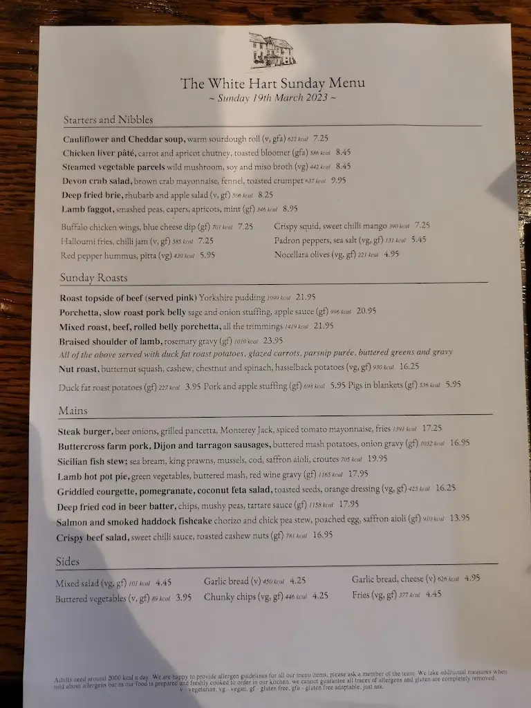 Menu_The White Hart_Chobham_image_4