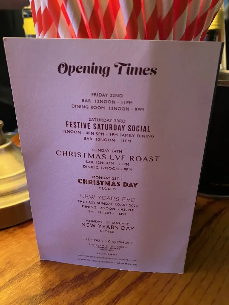 Menu_The Four Horseshoes_Chobham_image_4