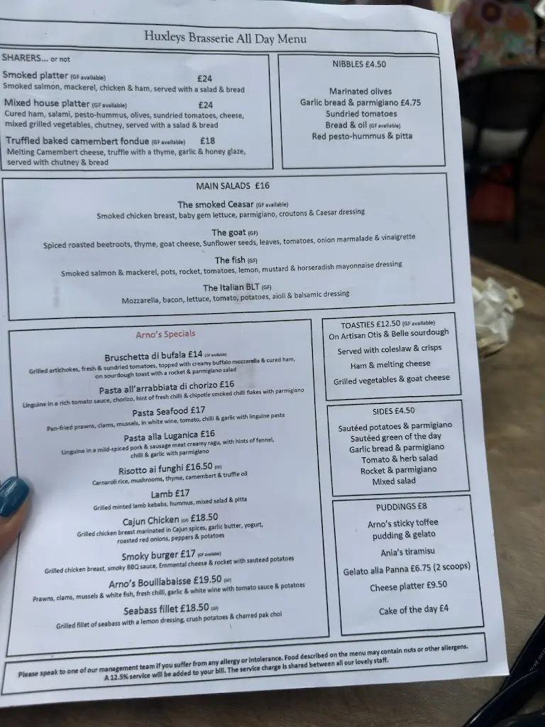 Menu_Huxleys, Cafe & Brasserie_Chipping Campden_image_1