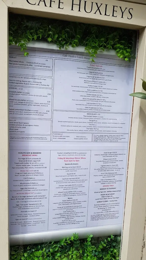 Menu_Huxleys, Cafe & Brasserie_Chipping Campden_image_2