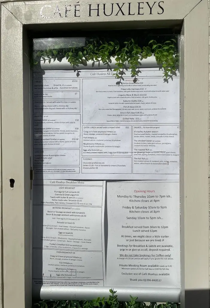 Menu_Huxleys, Cafe & Brasserie_Chipping Campden_image_4