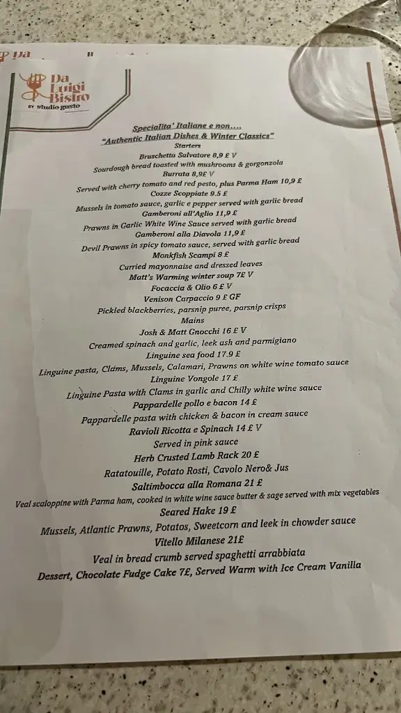 Menu_Da Luigi Bistro - Italian Restaurant & Pizzeria_Chipping Campden_image_3