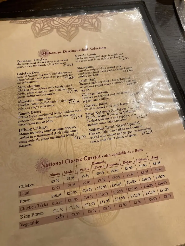 Menu_Maharaja Indian Cuisine_Chipping Campden_image_2