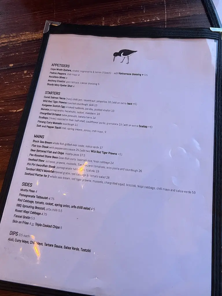 Menu_The Oystercatcher_Chorlton_image_4