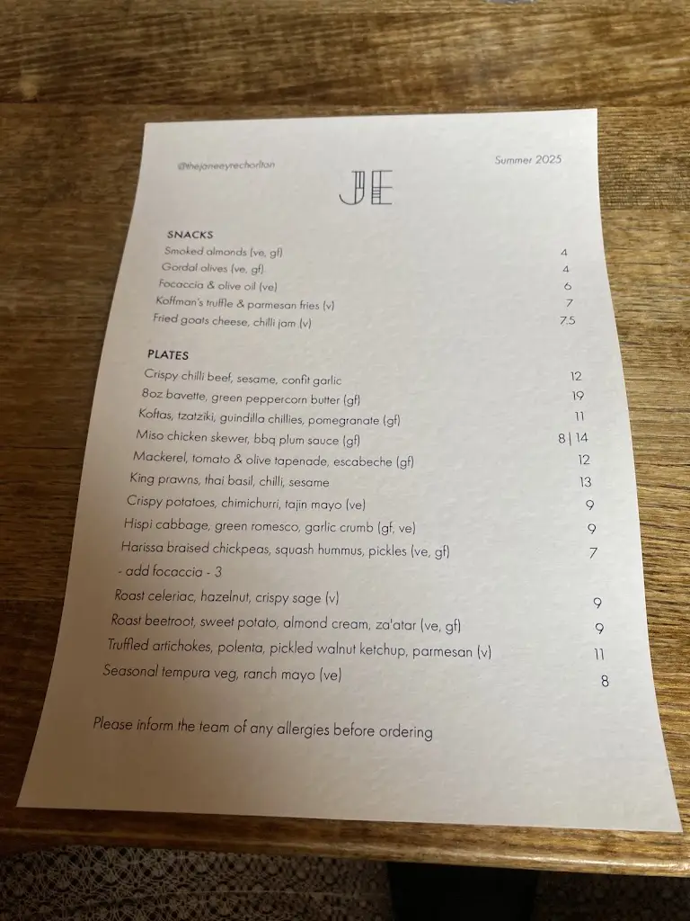 Menu_The Jane Eyre - Chorlton_Chorlton_image_1