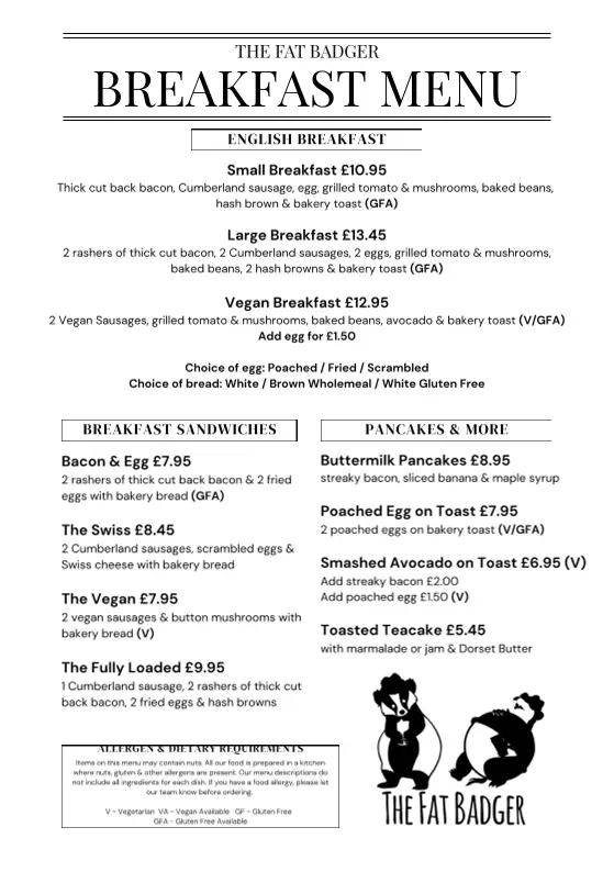 Menu_The Fat Badger_Chickerell_image_2