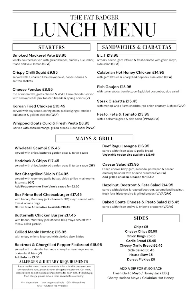 Menu_The Fat Badger_Chickerell_image_4