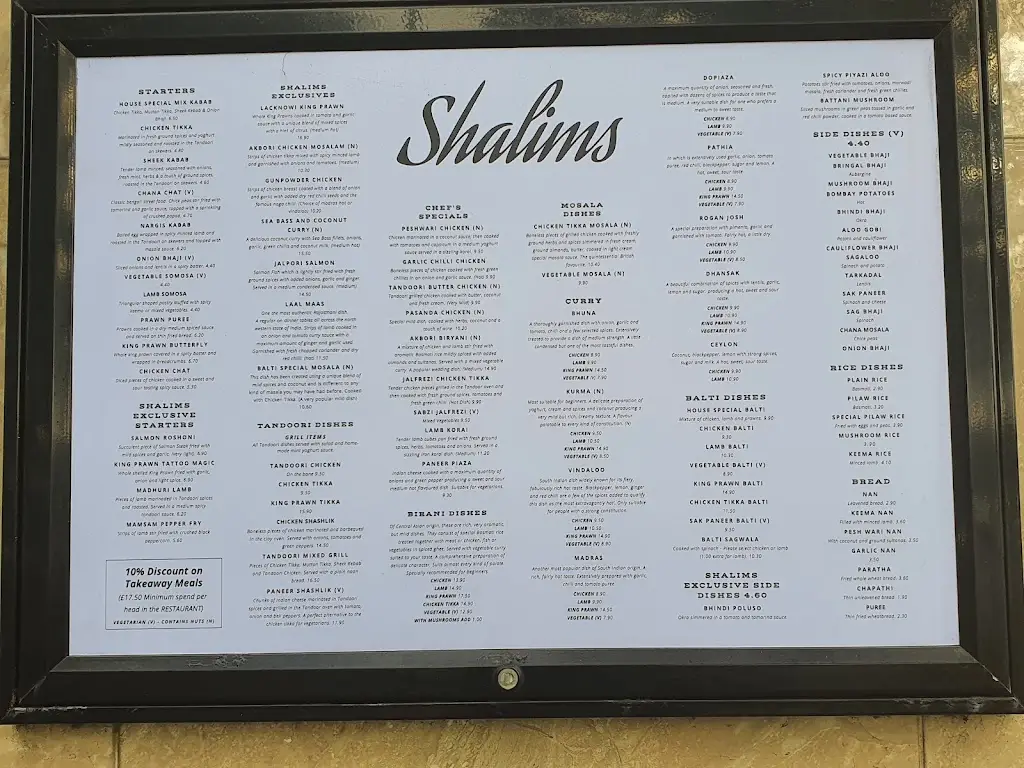 Menu_Shalims Indian Restaurant_Chickerell_imagen_2