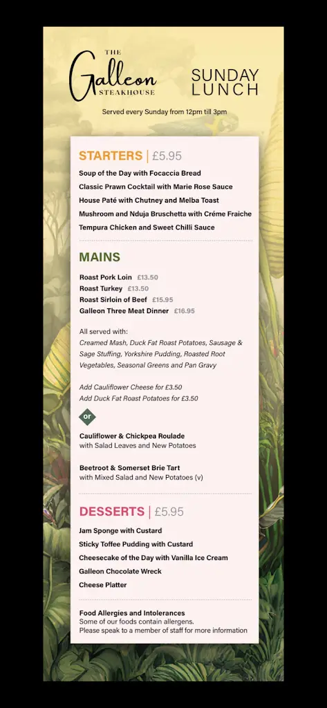 Menu_The Galleon Restaurant_Chesterfield_image_2