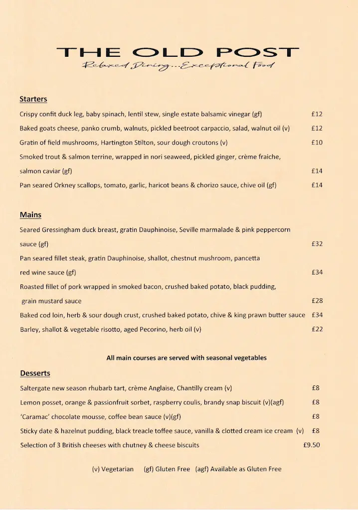 Menu_The Old Post_Chesterfield_image_1