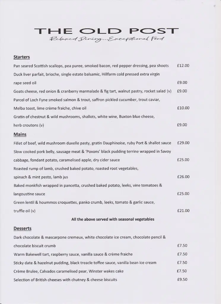 Menu_The Old Post_Chesterfield_image_2