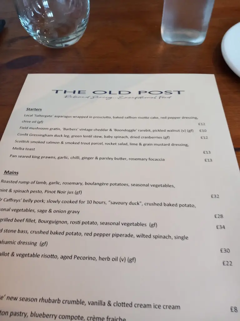 Menu_The Old Post_Chesterfield_image_4