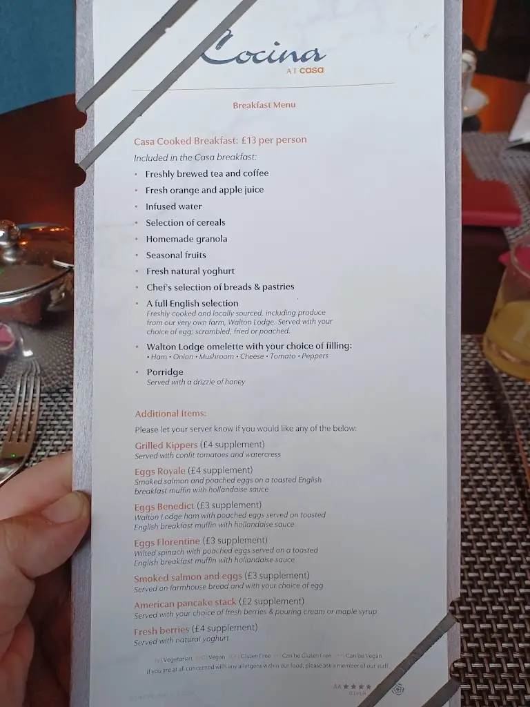 Menu_Cocina Restaurant at Casa Hotel_Chesterfield_image_1
