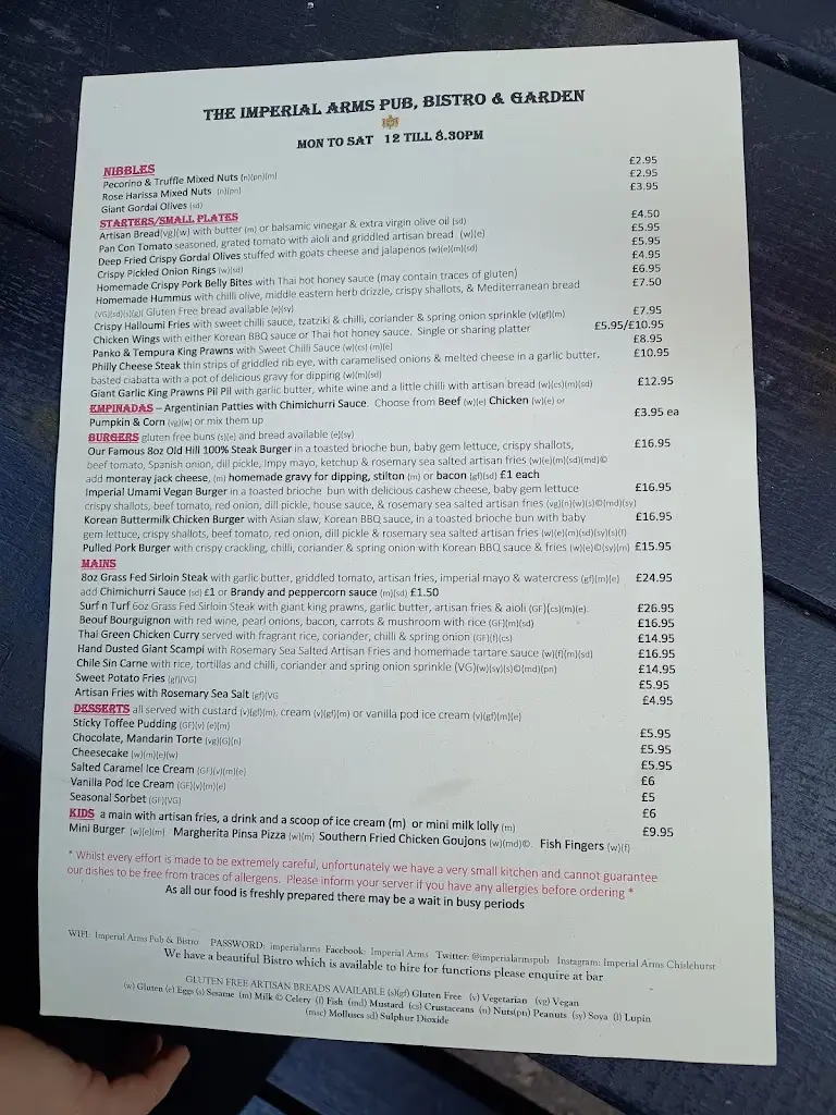 Menu_Imperial Arms Pub & Courtyard Bistro_Chislehurst_imagen_2