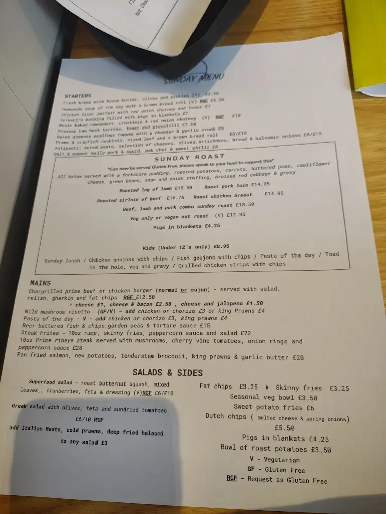 Menu_The White Horse_Church Fenton_image_1