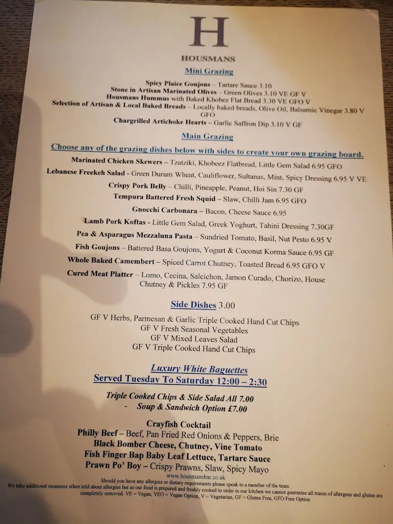 Menu_Housmans Restaurant_Church Stretton_image_1