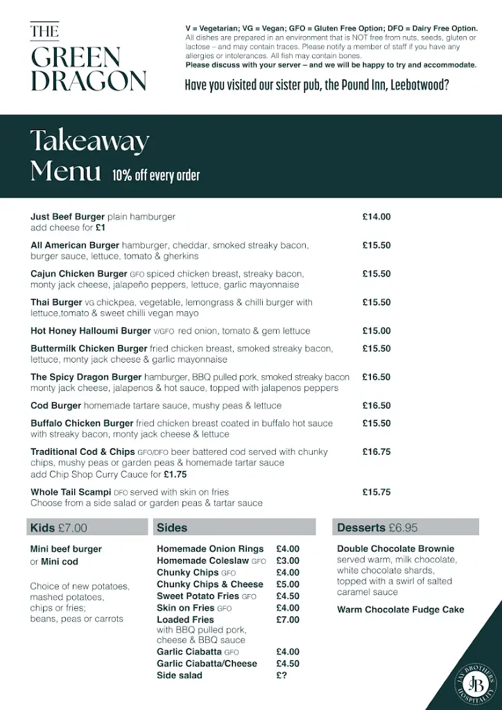 Menu_The Green Dragon_Church Stretton_image_1