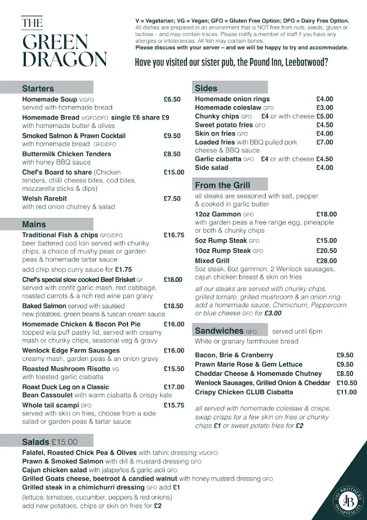 Menu_The Green Dragon_Church Stretton_image_2