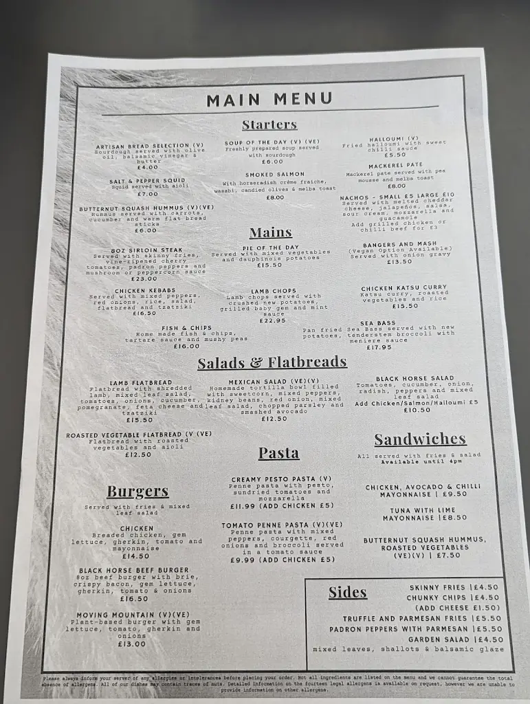 Menu_Black Horse_Chorleywood_image_1