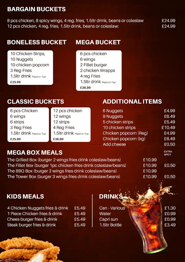 Menü_Chicken Land Chorleywood_Chorleywood_Bild_3
